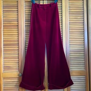 G. Label by Goop Burgundy Velvet Wide Leg Pants